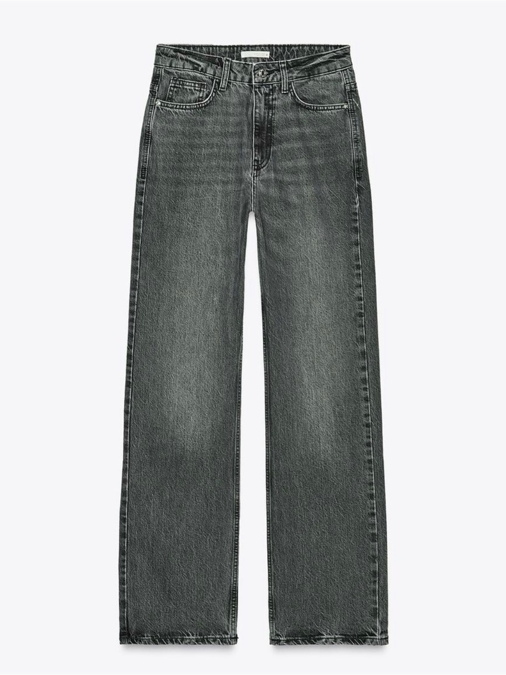 Zara Black Washed High-Waist Jeans